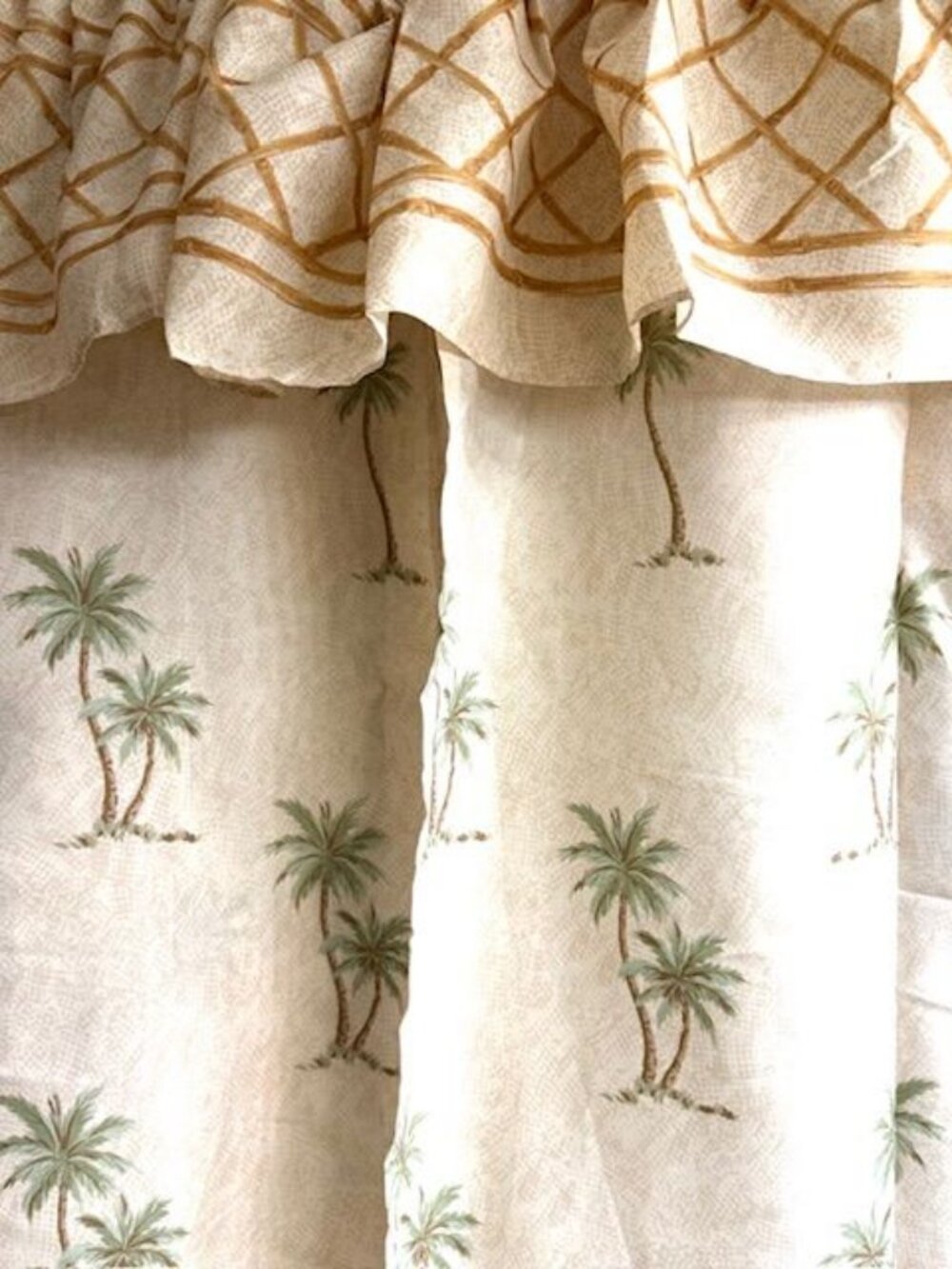 Springs Palm Tree Trellis Valance Center Open Shower Curtain
